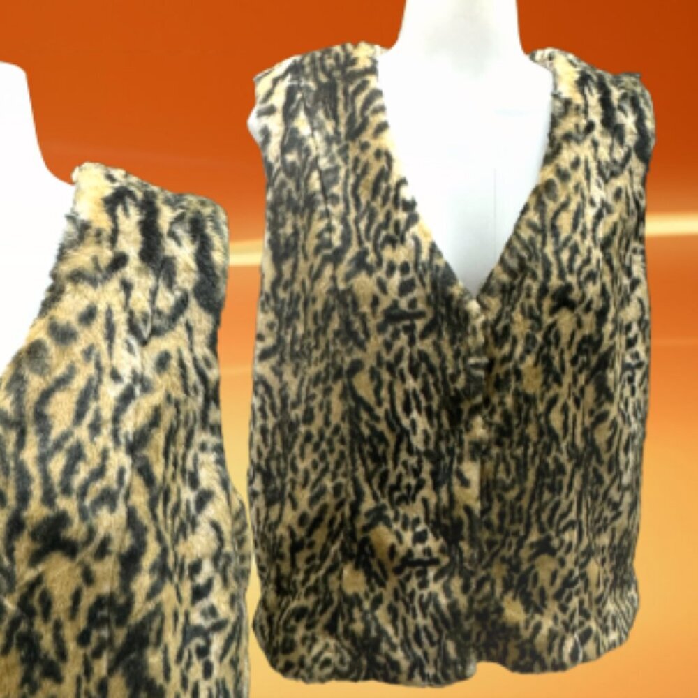 Jaclyn Smith Collection Leopard Vest Size M NWT